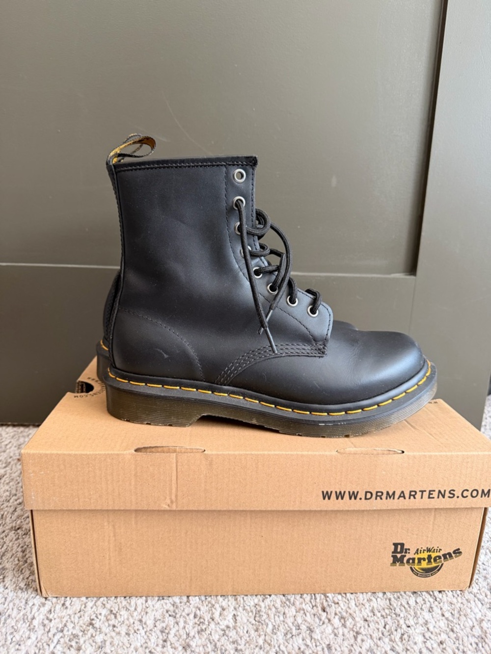 Dr Martens 1460 W Black Nappa Boots Womens US 8 EU 39 - With Box